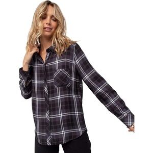 Rails Hunter Plaid Button Up in Onyx Slate White size medium